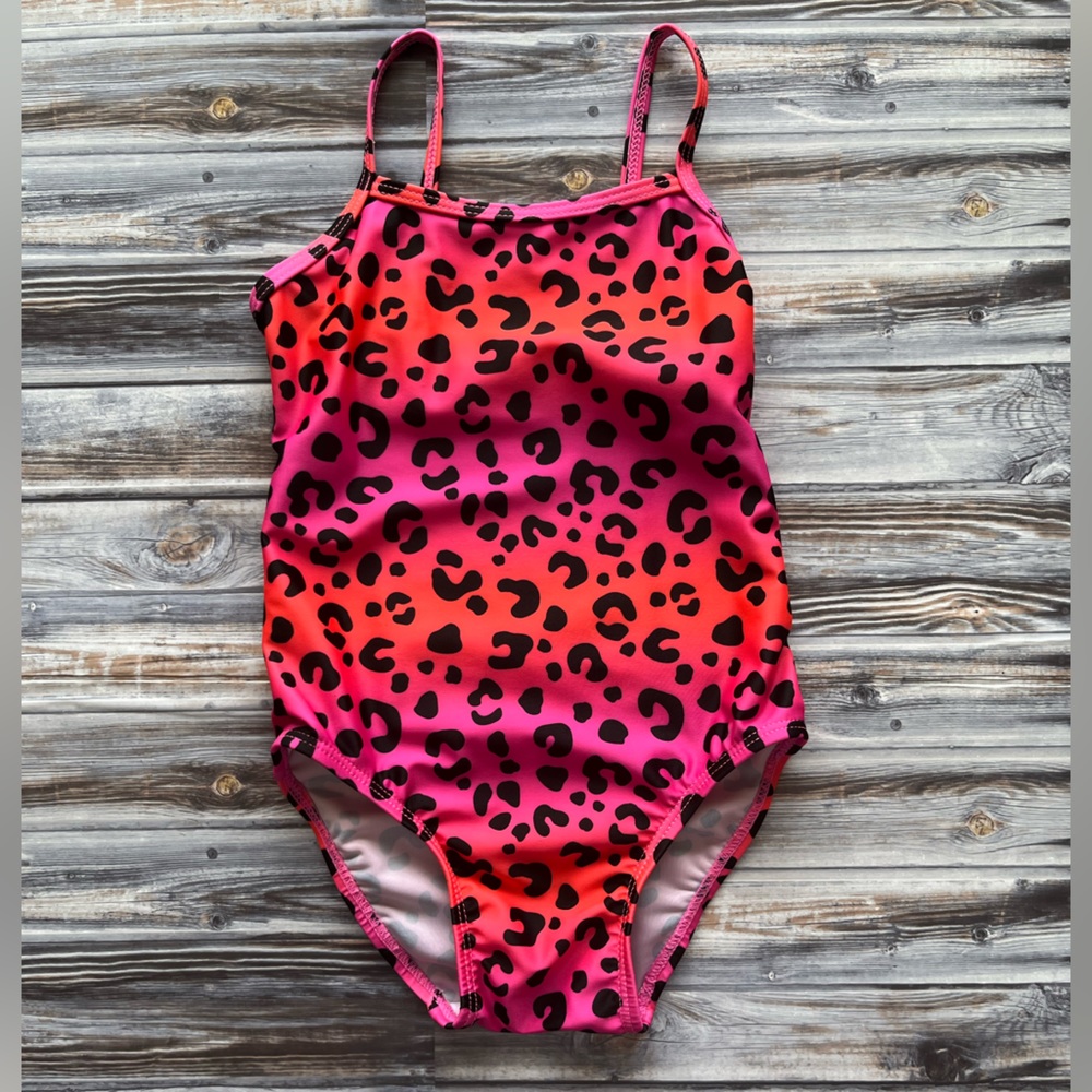 JOE Boxer pink orange leopard one piece swimsuit 18 months